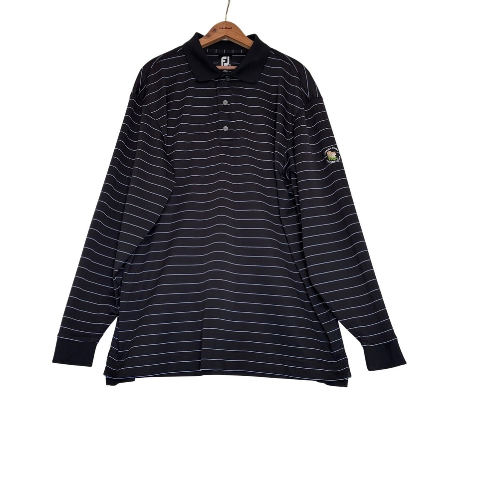 FootJoy Mens XL Black Striped Long Sleeve Golf Polo Sierra View Country Club